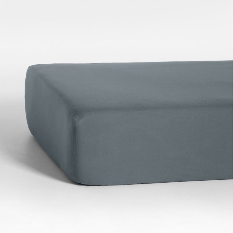 Cozy Cloud Slate Blue Washed Organic Cotton Baby Crib Fitted Sheet