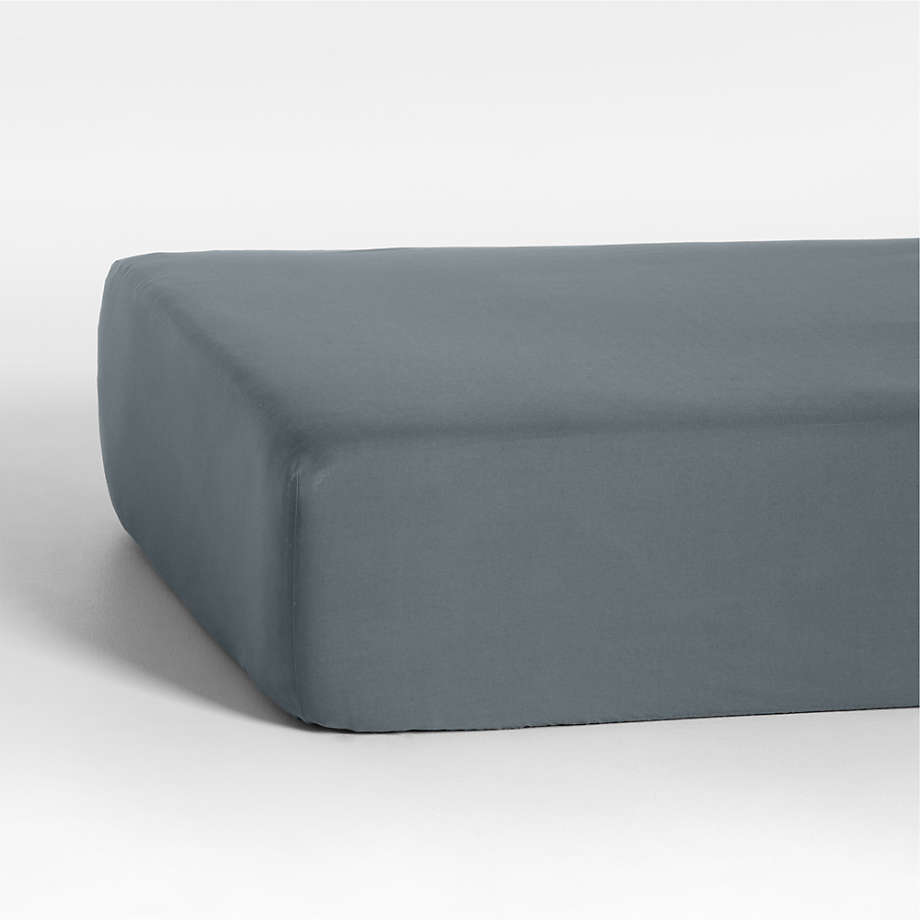 Cozy Cloud Slate Blue Organic Washed Cotton Baby Crib Fitted Sheet