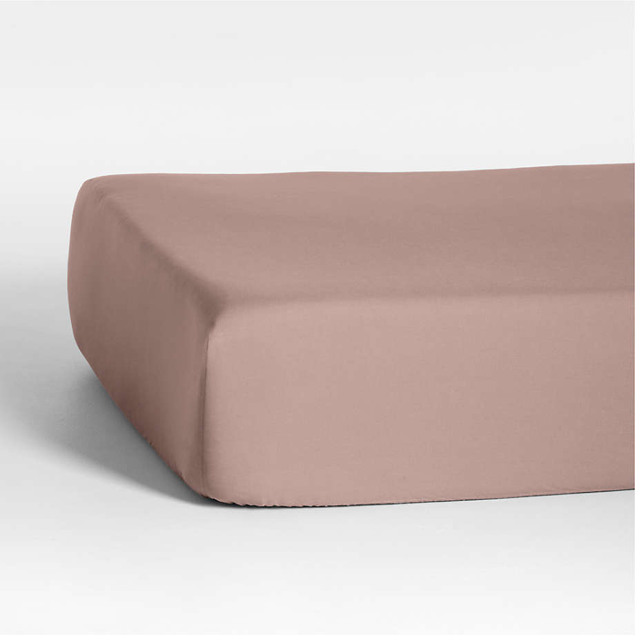 Modern Cozy Cloud Moody Mauve Organic Washed Cotton Fitted Sheet + Reviews | Crate & Kids