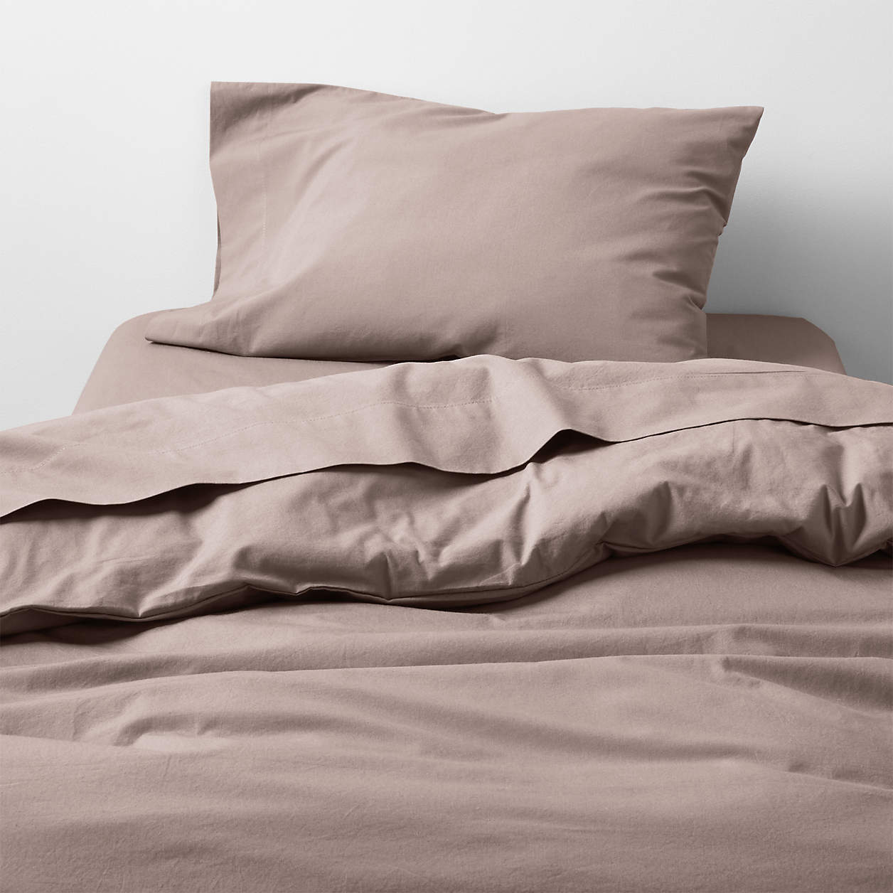 Modern Cozy Cloud Moody Mauve Organic Washed Cotton Toddler Duvet Cover + Reviews Crate & Kids