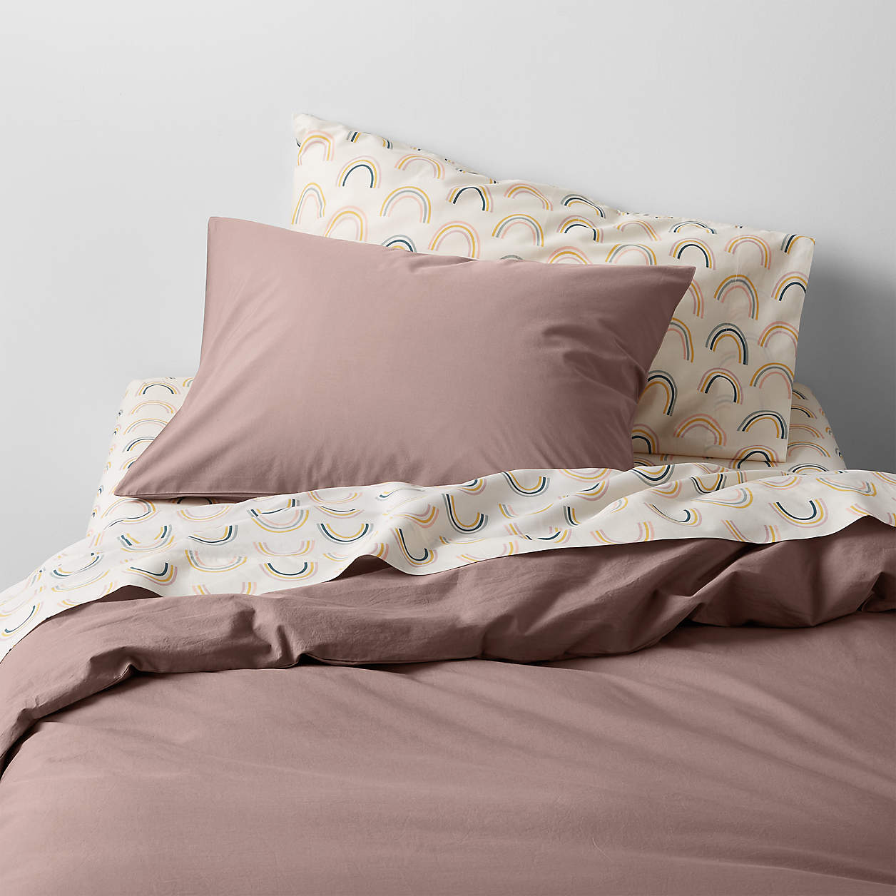 Modern Cozy Cloud Moody Mauve Organic Washed Cotton Twin Duvet Cover