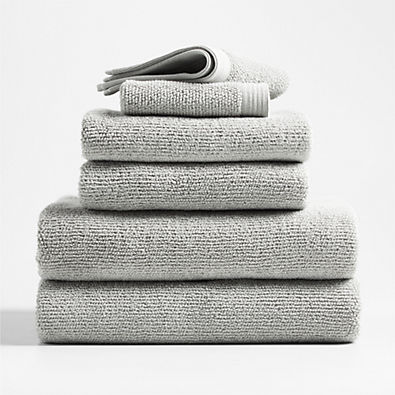 View Antimicrobial Organic Cotton Ash Grey Bath Towels, Set of 6 details