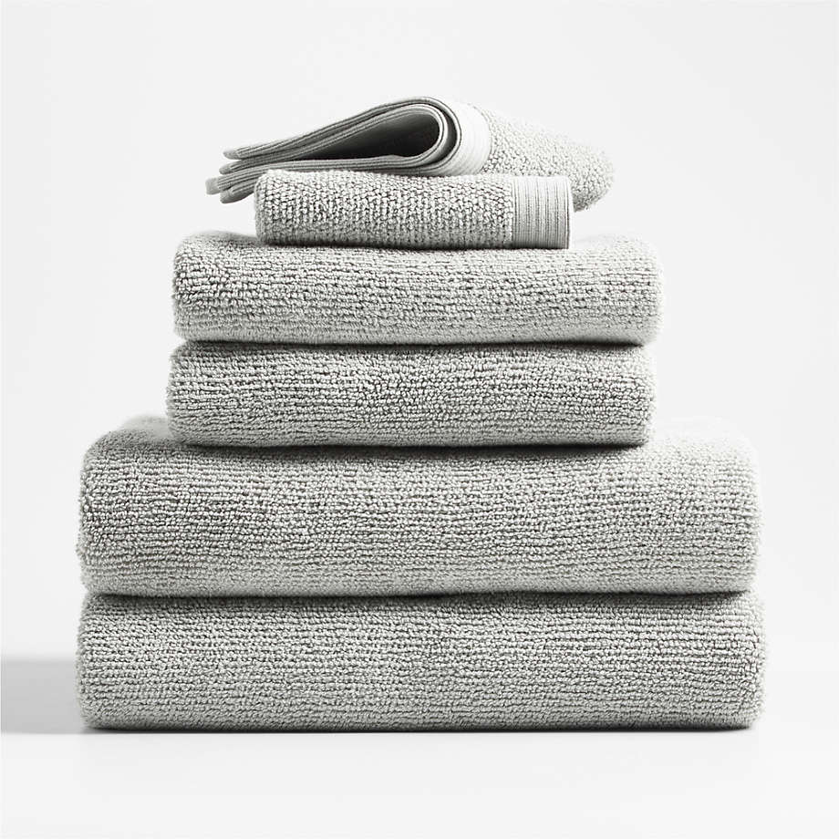 Antimicrobial Organic Cotton Ash Gray Bath Towels, Set of 6 + Reviews