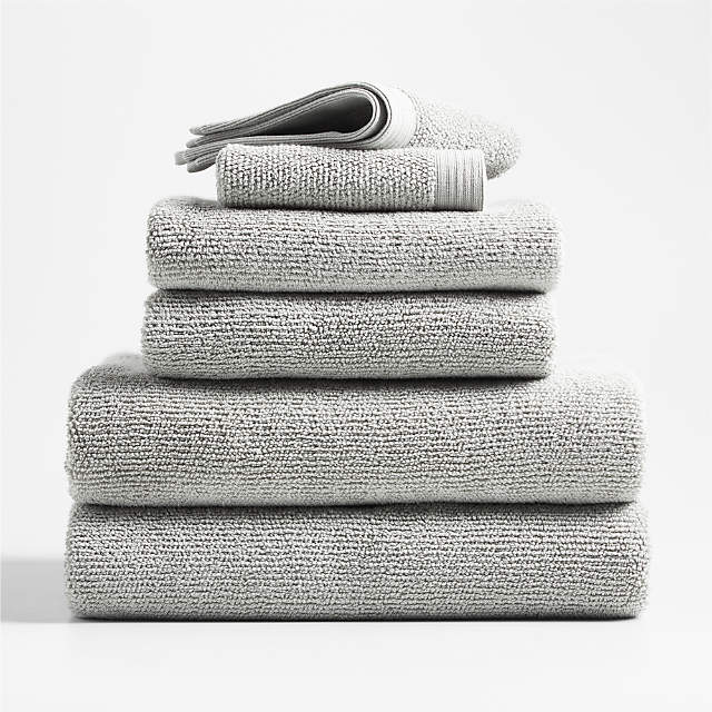 New 6 Pc. Clean Start Towel Set Antimicrobial Treated Cotton Gray /Towels