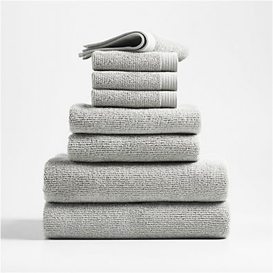 View Antimicrobial Organic Cotton Ash Grey Bath Towels, Set of 8 details