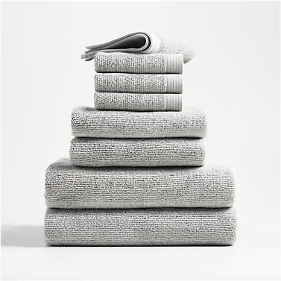 Antimicrobial Organic Cotton Ash Grey Bath Towels, Set of 8