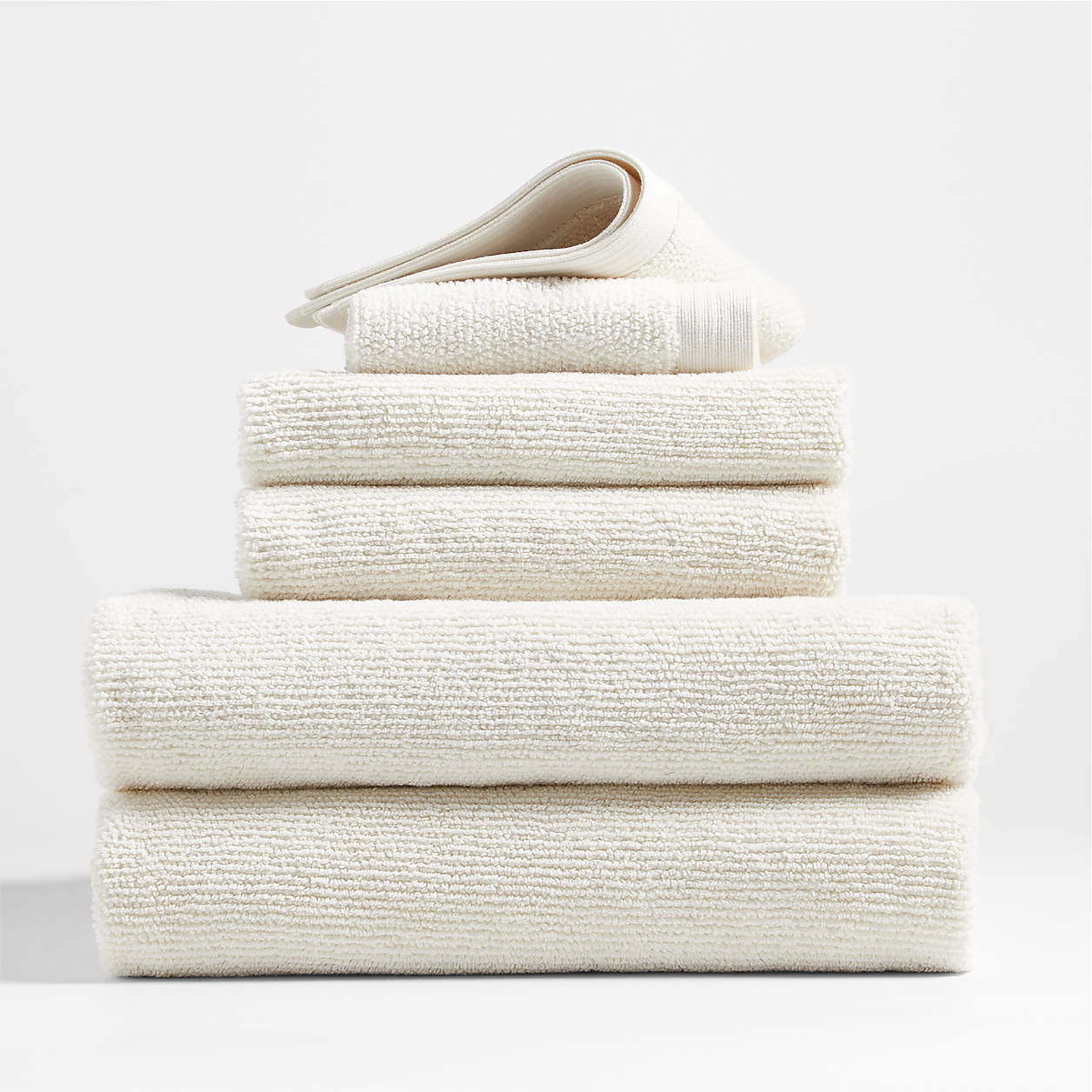 Antimicrobial Organic Cotton Ivory Bath Towels, Set of 6 Crate & Barrel