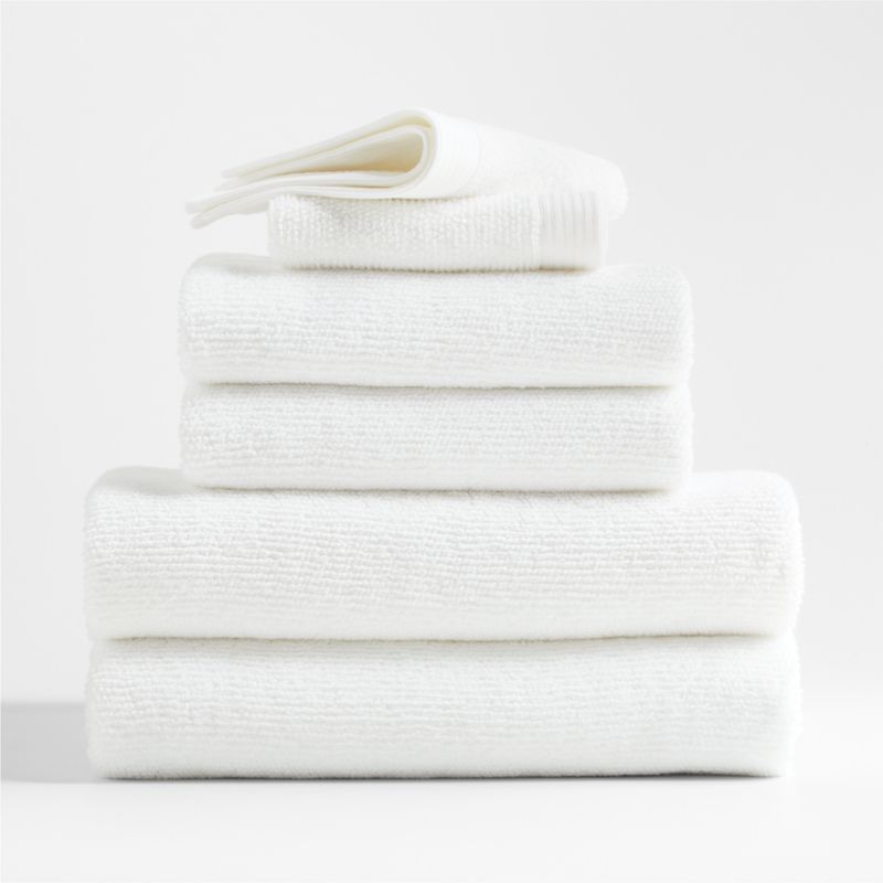 Antimicrobial Organic Cotton Ivory Bath Towels, Set of 6