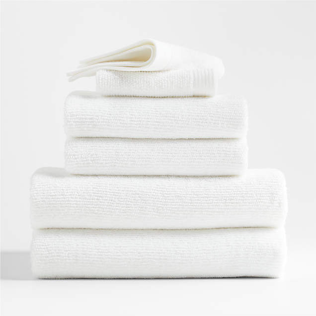 Antimicrobial Organic Cotton Ivory Bath Towels, Set of 6 Crate & Barrel