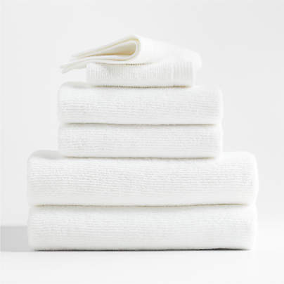 Antimicrobial Organic Cotton Bright White Bath Towels, Set of 6