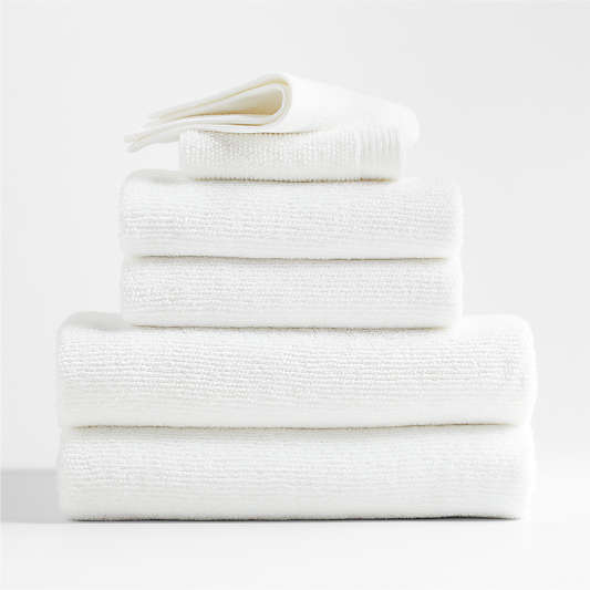 Antimicrobial Organic Cotton Bright White Bath Towels, Set of 6