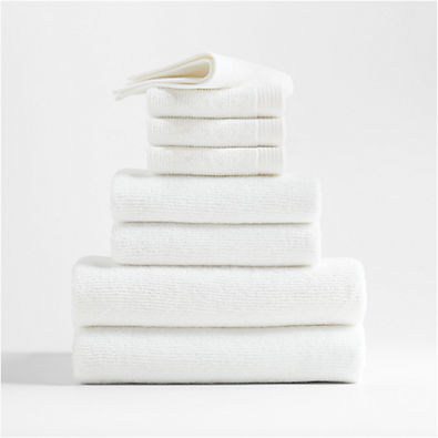 View Quick-Dry Organic Cotton White Bath Towels, Set of 8 details