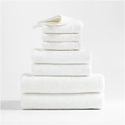 Quick-Dry Organic Cotton White Bath Towels, Set of 8