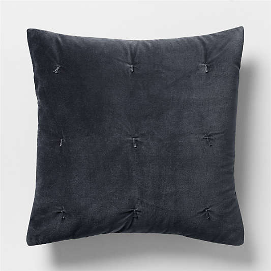 Organic Cotton Linen Velvet Midnight Navy Euro Bed Pillow Sham