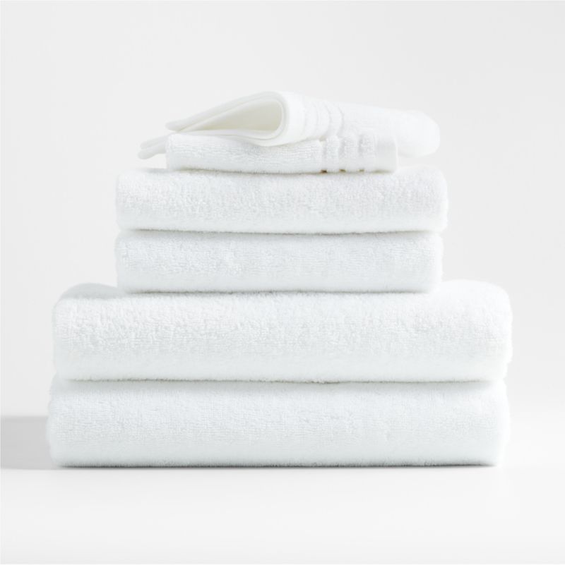 REFIBRA ™ Organic Cotton Crisp White Bath Towels, Set of 6