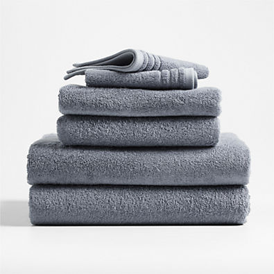 View REFIBRA ™ Organic Cotton Pebble Blue Bath Towels, Set of 6 details