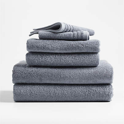 Antimicrobial Organic Cotton Ash Gray Bath Towels, Set of 6 | Crate ...
