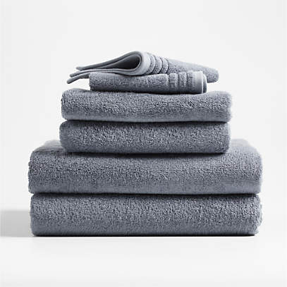 Spa Blue Organic Turkish Cotton Bath Towels, Set of 6