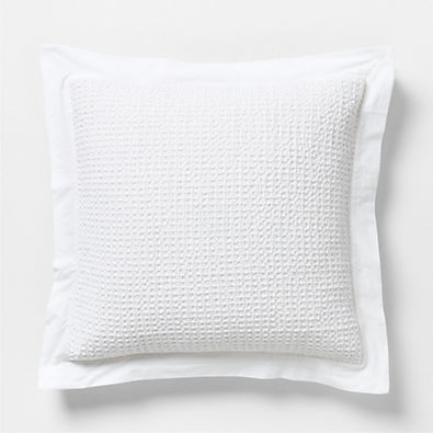 View Organic Cotton Waffle Crisp White Euro Bed Pillow Sham details