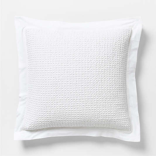 Organic Cotton Waffle Crisp White Euro Bed Pillow Sham