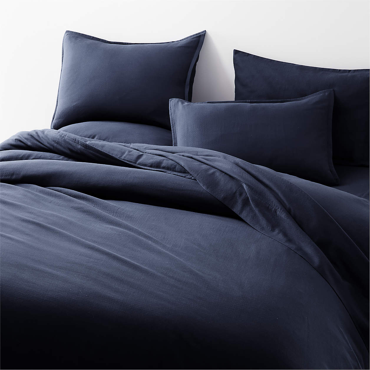 Organic Double Weave Indigo Blue King Duvet | Crate & Barrel