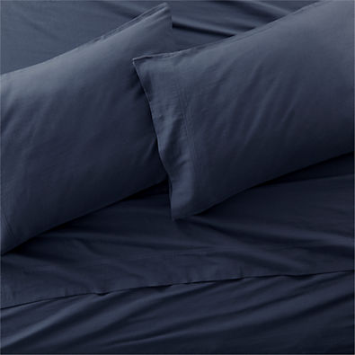 View Organic Double Weave Indigo Blue King Sheet Set details