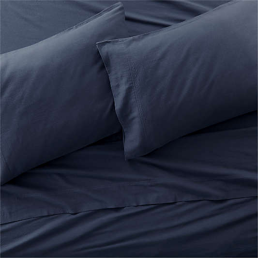 Organic Double Weave Indigo Blue King Sheet Set