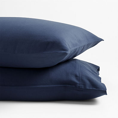 View Organic Double Weave Indigo Blue Standard Pillowcases, Set of 2 details