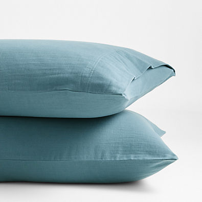 View Organic Double Weave Teal King Pillowcases, Set of 2 details
