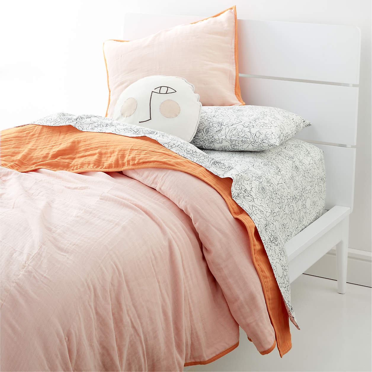 Modern Organic Reversible Cotton Gauze Pink Twin Kids Blanket + Reviews