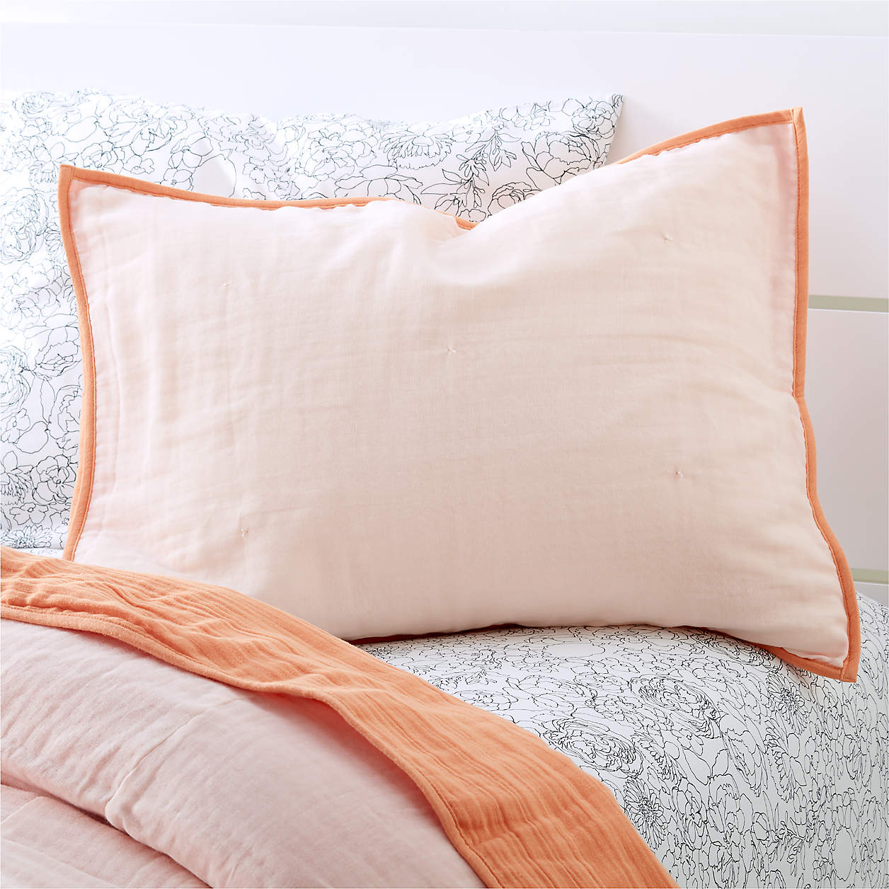 Modern Peach Organic Cotton Gauze Reversible Kids Blanket Crate