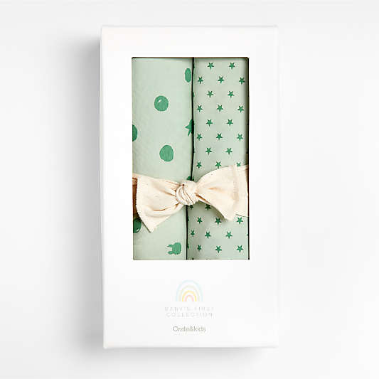 Baby's First s/2 green Organic Jersey Baby Swaddle Blankets