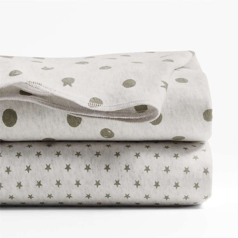 Modern Grey Organic Heathered Jersey Baby Swaddle Blankets, Set of 2
