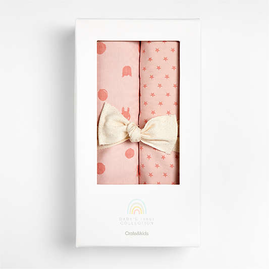 Baby's First s/2 pink Organic jersey Baby Swaddle Blankets