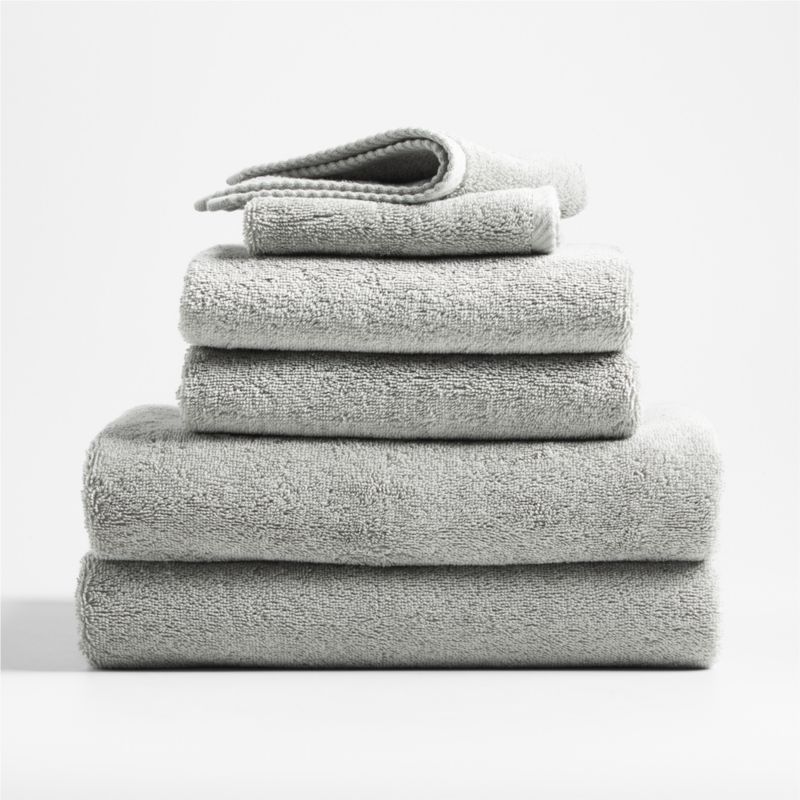 Quick-Dry Organic Cotton Ash Gray Bath Towels, Set of 6