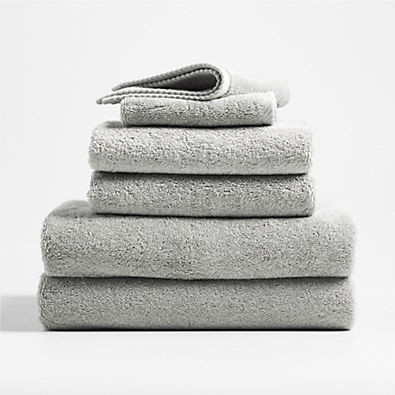 View Quick-Dry Organic Cotton Ash Grey Bath Towels, Set of 6 details