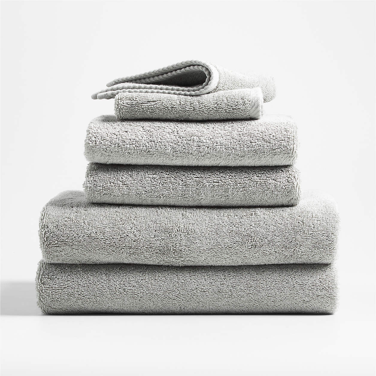 Quick-Dry Organic Cotton Ash Gray Bath Towels, Set of 6 + Reviews ...