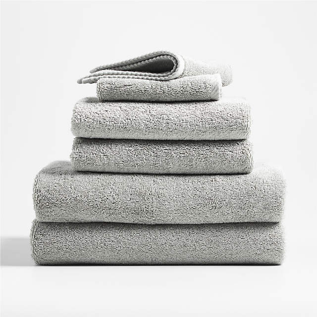 Slate Grey Organic Turkish Cotton Bath Towels, Set of 6 + Reviews