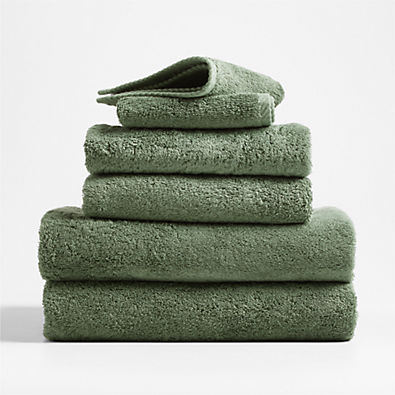 View Quick-Dry Organic Cotton Duck Green Bath Towels, Set of 6 details