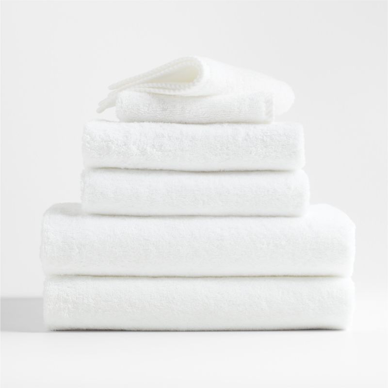 Antimicrobial Organic Cotton Bright White Bath Towels, Set of 6