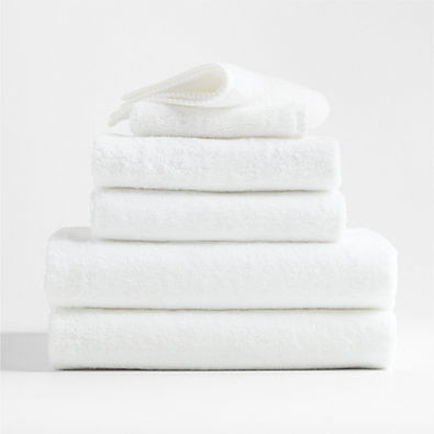 View Quick-Dry Organic Cotton White Bath Towels, Set of 6 details