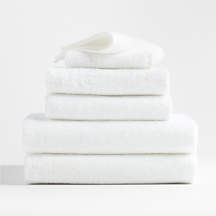 Quick-Dry Organic Cotton White Bath Towels, Set of 6 + Reviews | Crate & Barrel