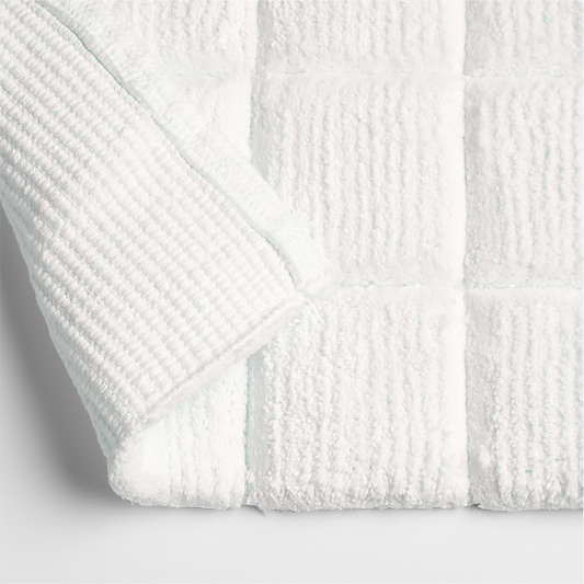 Organic Cotton Check Crisp White Bath Mat