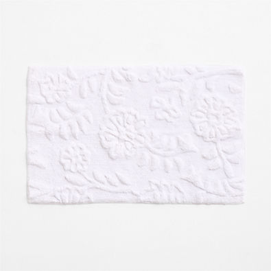 View Organic Cotton Floral Tufted Crisp White Bath Mat details