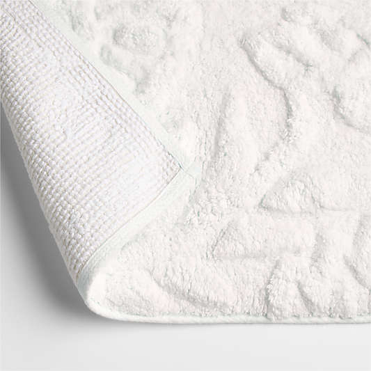 Organic Cotton Floral Tufted Crisp White Bath Mat