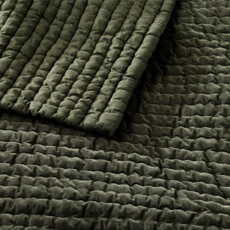 Organic Cotton Textured Velvet Ficus Green Full/Queen Quilt - image 1 of 4