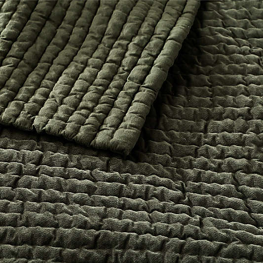 Organic Cotton Textured Velvet Ficus Green Quilt