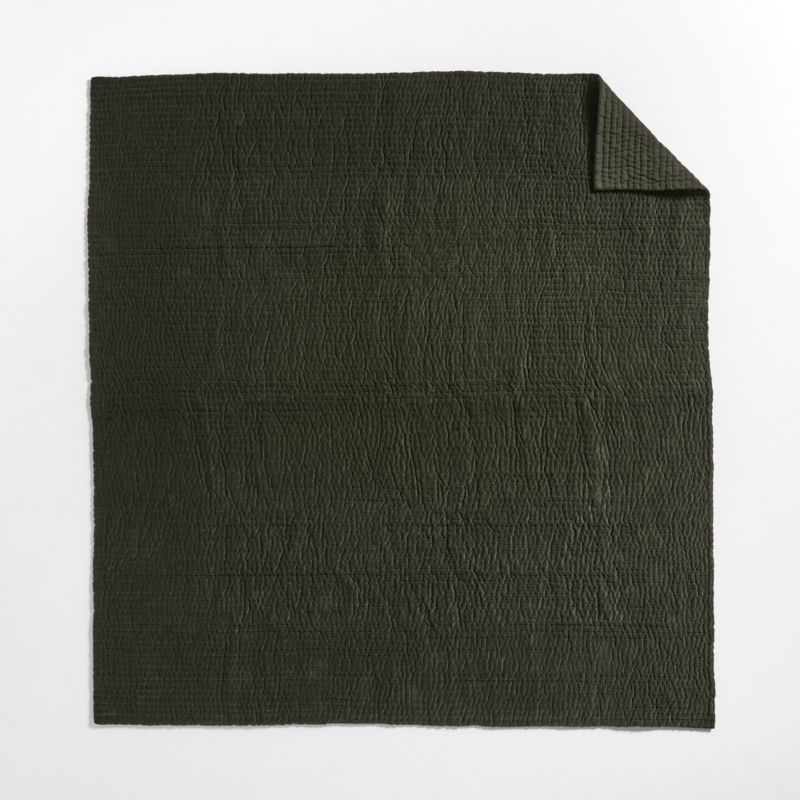 Organic Cotton Textured Velvet Ficus Green Full/Queen Quilt - image 3 of 4