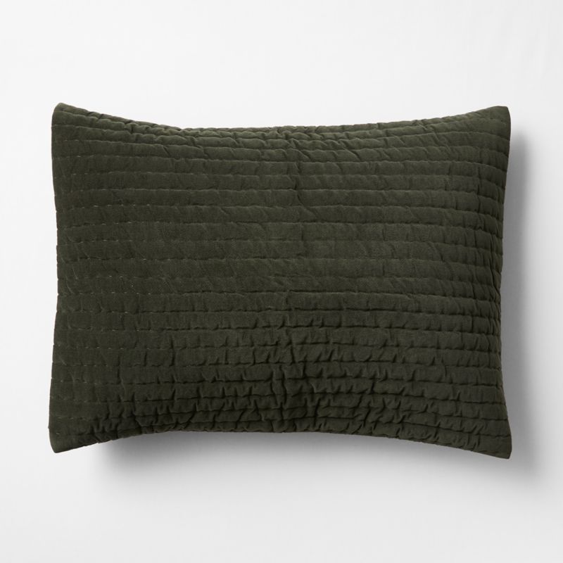 Organic Cotton Textured Velvet Ficus Green King Bed Pillow Sham - image 1 of 3