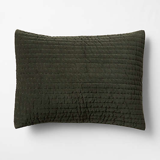 Organic Cotton Textured Velvet Ficus Green King Bed Pillow Sham